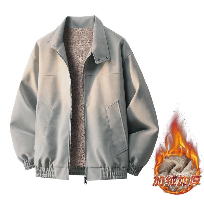 Leather jacket jacket men's autumn and winter velvet warm new American retro fashion versatile locomotive clothing leather jacket men