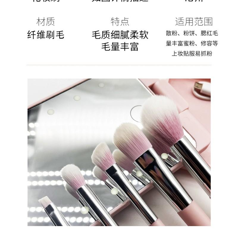 5 Pcs Makeup Brush Set With Mirror Portable Complete Cosmetic Brushes Daily Beauty Touch Ups