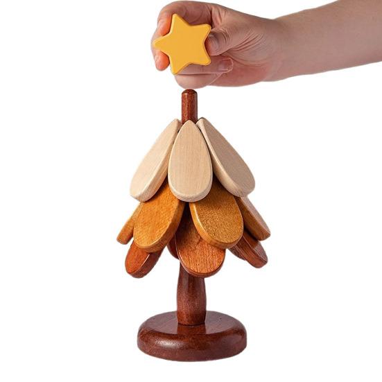 3Pcs Wooden Christmas Tree Trivets for Hot Dishes Heat Insulation