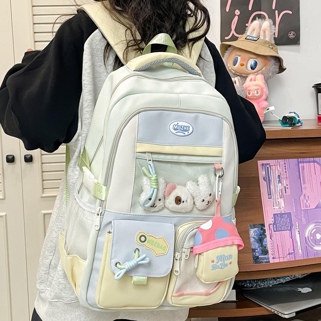 Schoolbag Japanese Ins New High-value Fresh and Sweet Dopamine Backpack Junior High School Students Lightweight Large-capacity Backpack