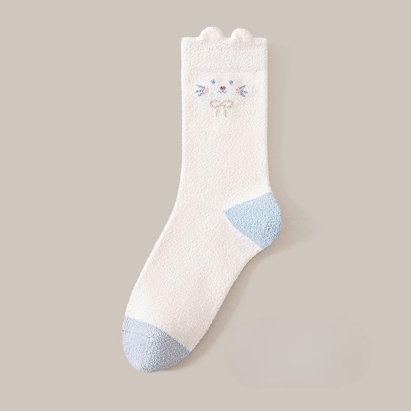Winter and Autumn Thick and Warm Half-Size Fleece Women's Non-Loose-Material Mid-Calf Stockings Postpartum At-home Maternity Stockings