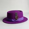 Vintage Pork Pie Hat For Men Wide Brim Felt Black Fedora Church Jazz Ribbon Trilby Panama Gangsters Caps Gentleman'S Style