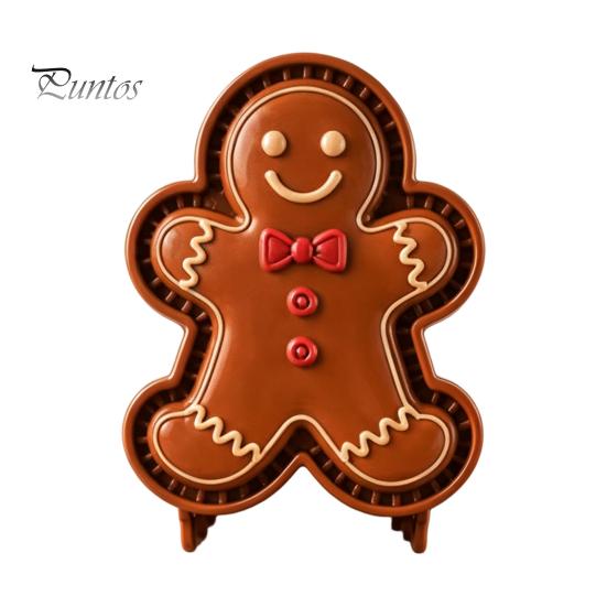Festive Gingerbread Man Pastry Tools Christmas Mini Pie Mold, 3D Relief Embossed Hand Baking Holiday Pressed Dough Stamps Reusable DIY Press Mold for