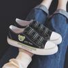 Canvas Shoes Women's New Summer Student Versatile Elastic Band Embroidered Bear Board Shoes One Pedal Lazy Shoes Women