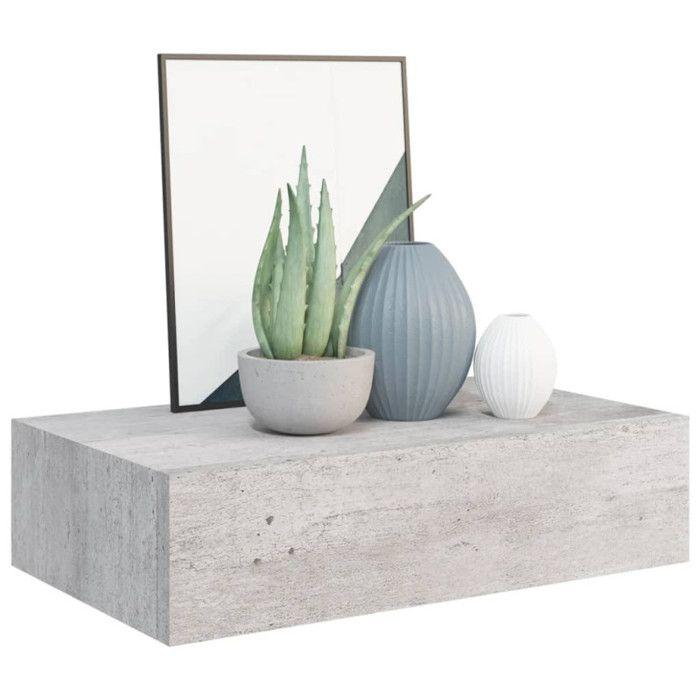VidaXL 2x Wall-Mounted Drawer Shelves Floating Cabinets Hanging Shelves Wall Brackets Living Room Living Room Concrete Grey 330252