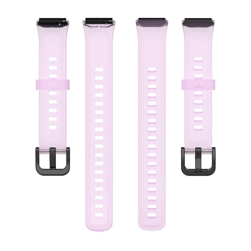 

Translucent Smart Watch Band for Huawei Band 7,Soft Silicone Adjustable Wrist Strap Replacement Transparent Purple