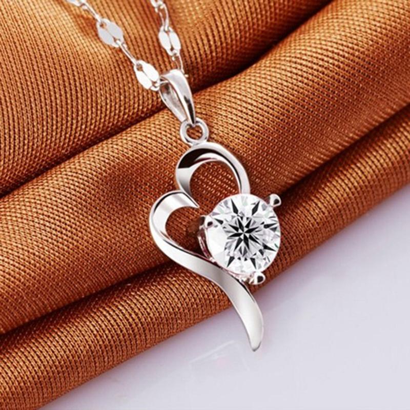 925 sterling silver fashion light luxury love at first sight zircon pendant necklace birthday party anniversary gift белый