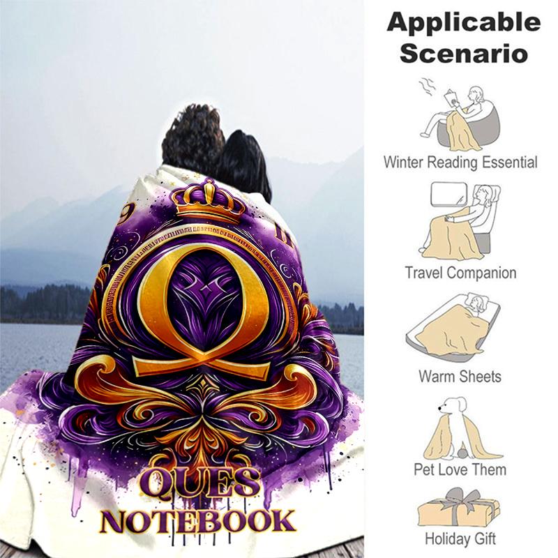 1pc Blanket Omega Psi Phi Print Design, Lightweight Blanket for Sofa, Bed- Soft &Warm, Gift for All Seasons like Christmas, Halloween