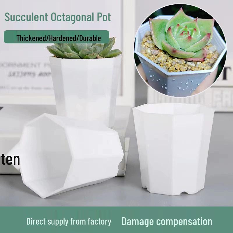 Thickened Octagonal Succulent Flower Pot - Breathable Plastic Seedling Pot for Home & Balcony