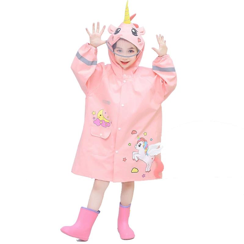 Kids Raincoat Girl Boys Kindergarten Baby Pink Cartoon Dinosaur Elementary School Students Poncho Girls for School
