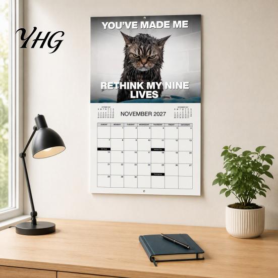 Humorous Animal Calendar 2027 Cat Wall Calendar, January - December 2027, Funny Office with Photos 12 Months Hanging Planner for Home Decor