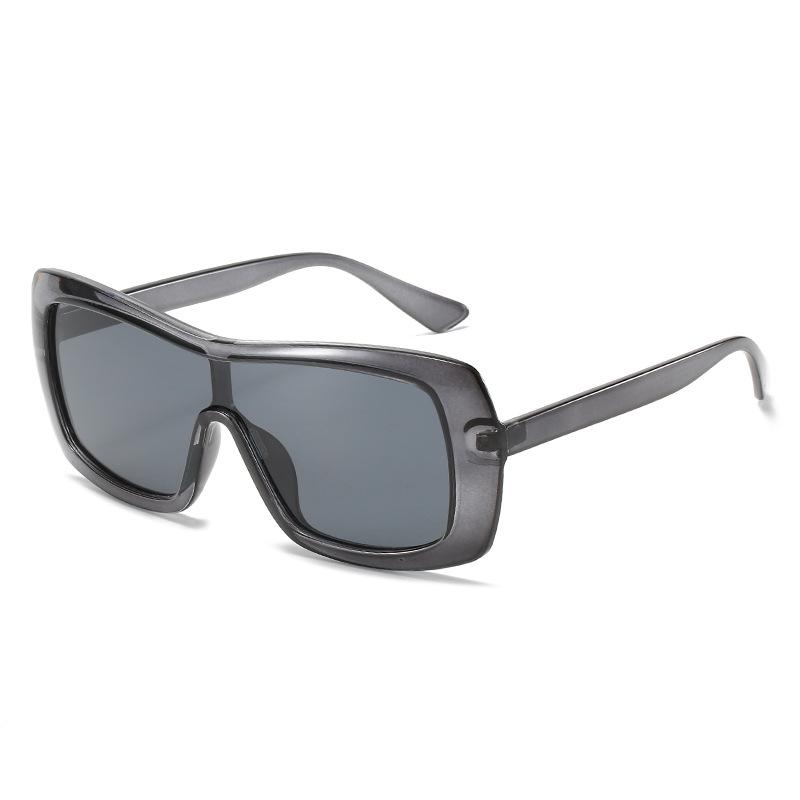 Einteilige Sonnenbrille, Bonbonfarbene integrierte Großrahmenbrille, Street-Shot Dünngesichts-Sonnenbrille für Frauen