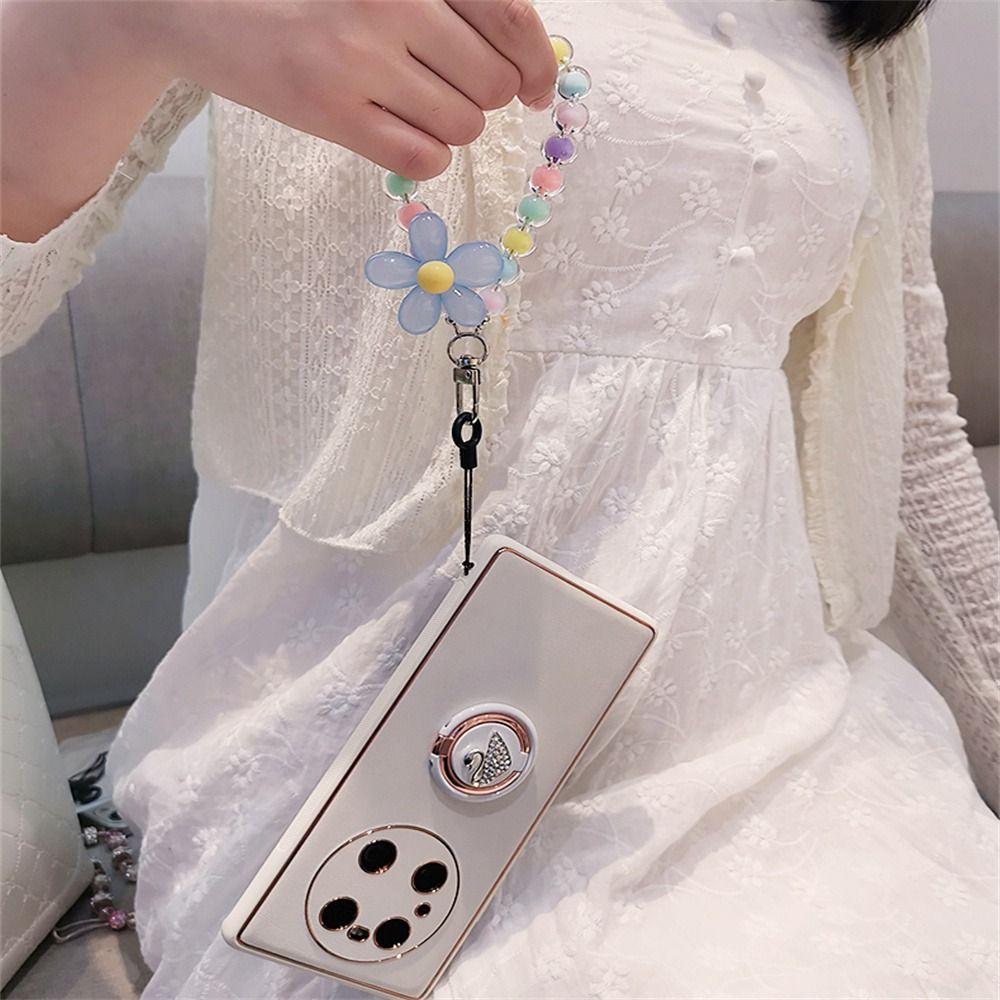 Flower Pendant Hanging Cord Cellphone Strap Mobile Phone Chain Beads Phone Chain Phone Lanyard