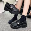 Thick-soled Heightening Loafers Women's 2025 Autumn New British Style Small Leather Shoes One Pedal Women's Shoes Small Fragrant Style Single Shoes