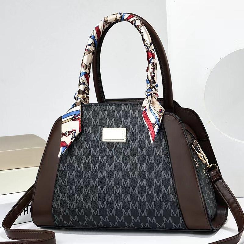 Stylish Women's Large Capacity Printed Tote Bag Perfect For Moms In Black Coffee And Beige