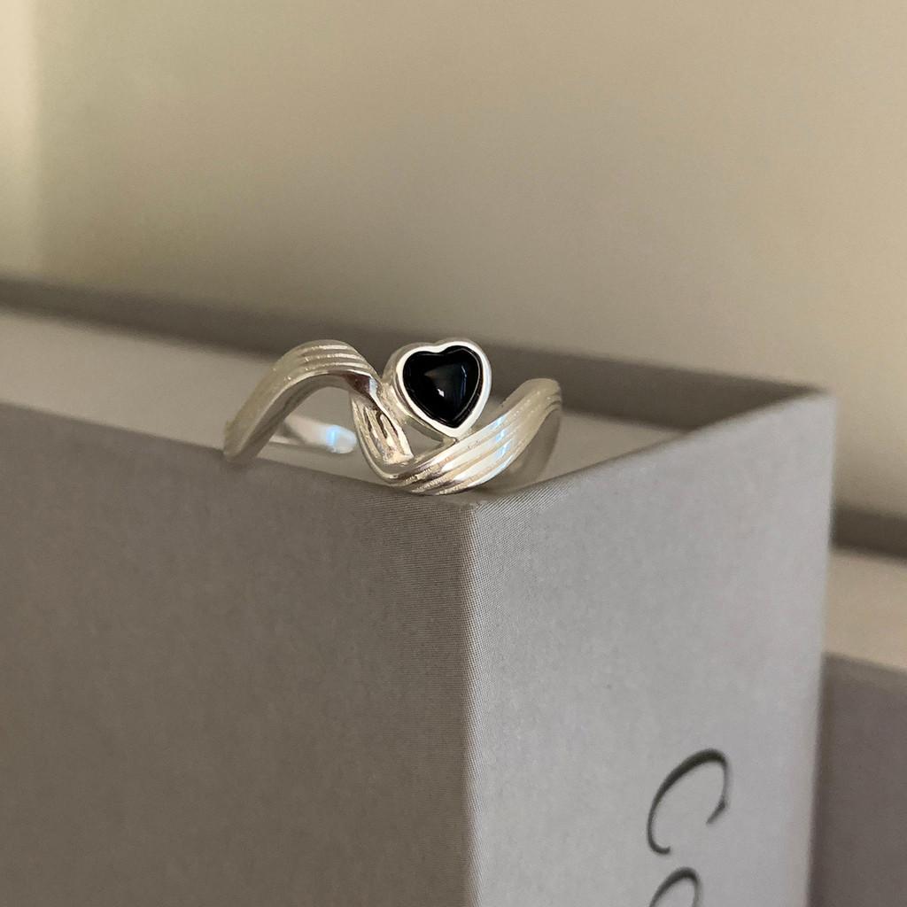 Black Heart Classy Copper Ring For Women Modern Adjustable Design For Wear Everyday