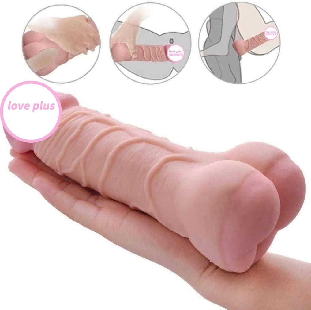 Sex Toys 3 In 1 Condom Male Anal Masturbation Penis Extension Simulation Dildo