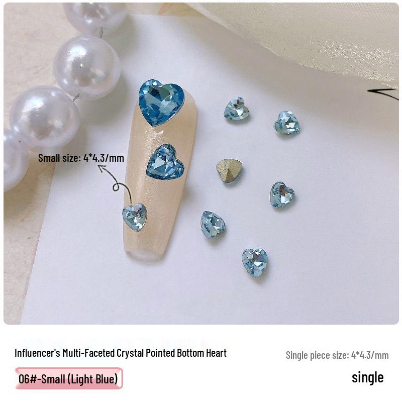 Heart Rhinestone Nail Art Accessories: Super Shiny Crystal Glass In Iridescent Peach, Small & Large Sizes