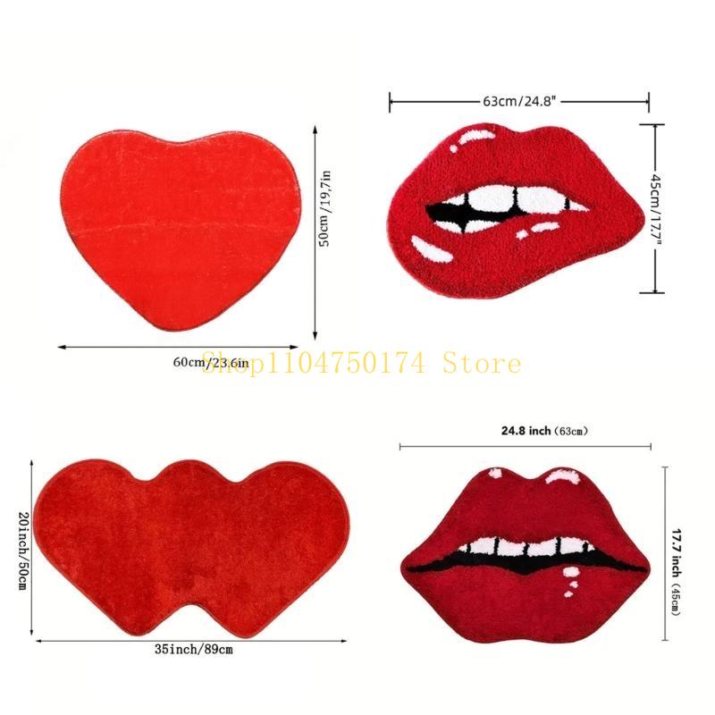 Heart Shaped Rug Lip Decorative Floor Mat Shower Mat Nonslip Washable Doormat top sale