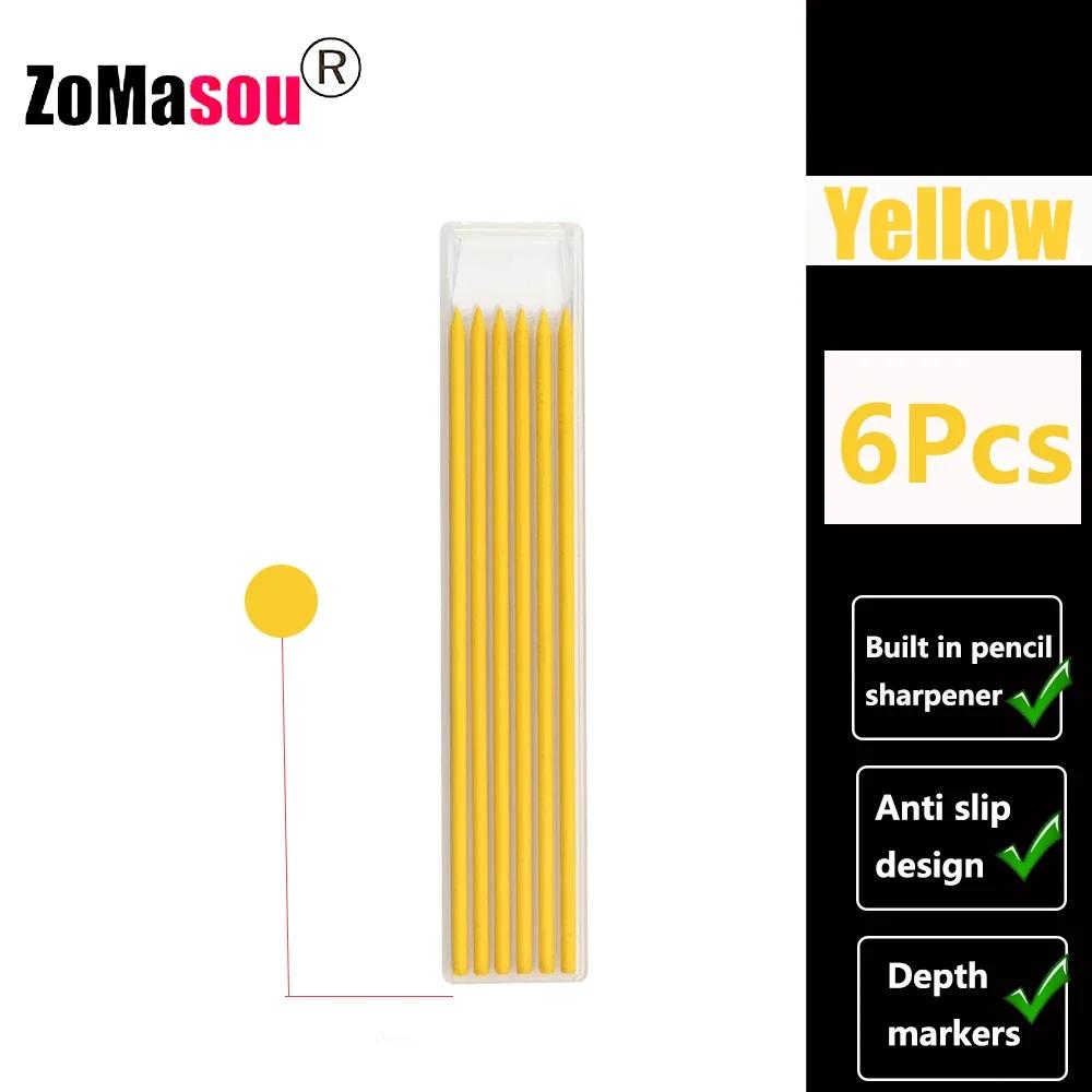 Reuseable Long Head Deep Hole Markers Pen Pencils Solid Carpenter Refill Leads Built-in Sharpener Woodwork Construction Tools