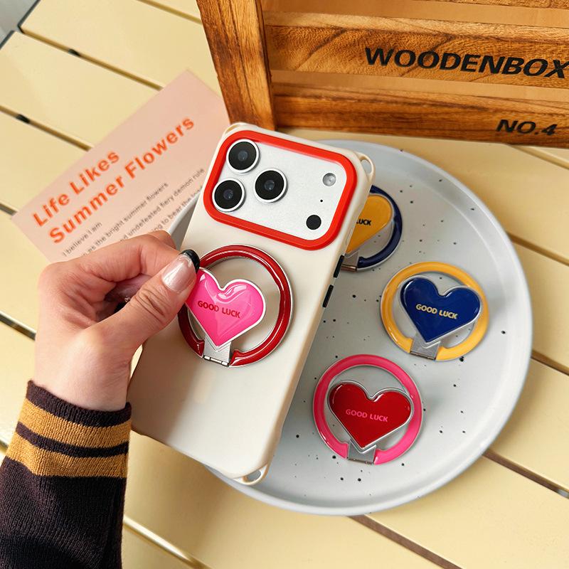Korean-Style Colorful Heart Magsafe-Compatible Magnetic Phone Folding Alloy Stand