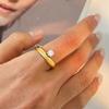 Yori Chic Unique Stainless Steel Cubic Zirconia Ring Water Resistant 18K PVD Plated Simple Sleek Metal Fashion Jewelry Bijoux
