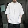 Chinese Style Summer Men's Cotton and Linen Embroidered Short-sleeved Shirt Retro Casual T-shirt