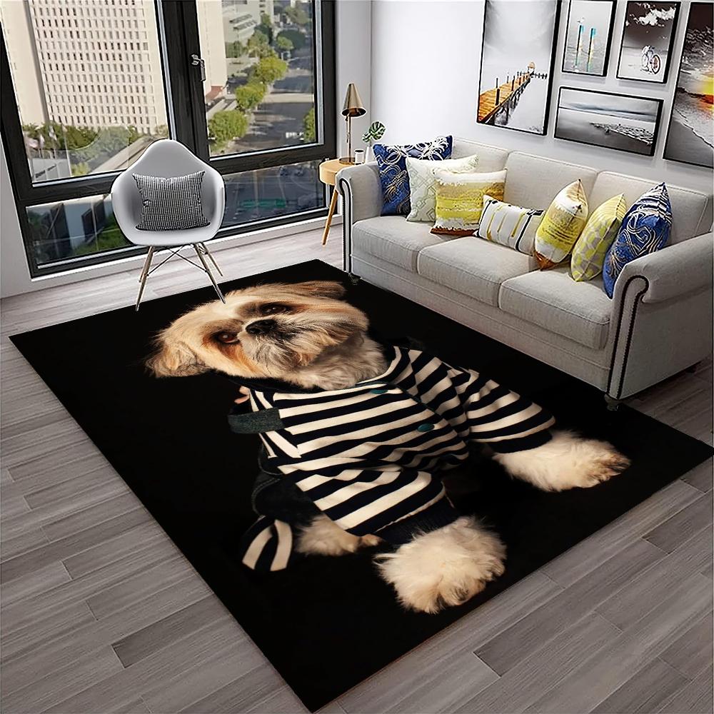 Süßer Hund Samojede, Chihuahua, Zwergspitz, Husky Cartoon Teppich für Zuhause Wohnzimmer Schlafzimmer Sofa Fußmatte Dekoration, Kinder Rutschfest