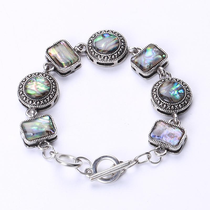 

Новый браслет из натуральных ракушек с регулируемой пряжкой из трех петель, модный ретро-браслет 22.3cm серебряный