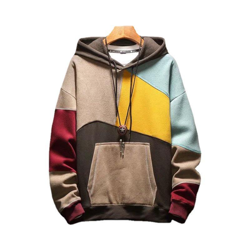 2021 Men's Trendy Color Block Hooded Jacket Sweatshirt - Spring/Autumn