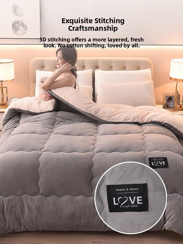 Thiened Lamb Velvet Blanket Double-Sided Coral Velvet Warm Winter Quilt Duvet Core Cotton Cover for Autumn And Winter