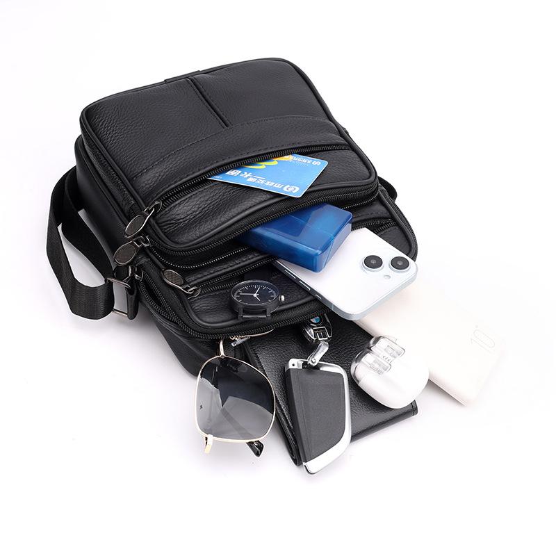 Men's Small Leather Shoulder Crossbody Bag Business Casual Travel Mini Sling Bag