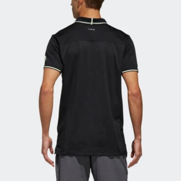 Adidas Tennis Training Striped Design Short Sleeve Polo Shirt Men Polo Shirts Black DY7470
