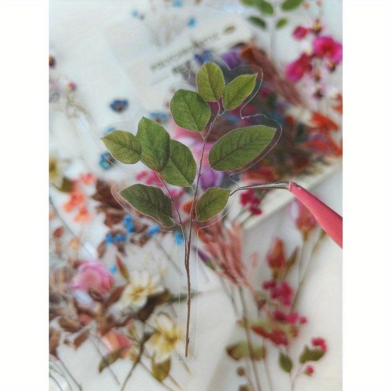 40sheets/Pack Vintage Flower Plants Notebook Decorative Stickers PET Decorative Stickers For Scrapbooking Label Diary Stationery Album Telephone
