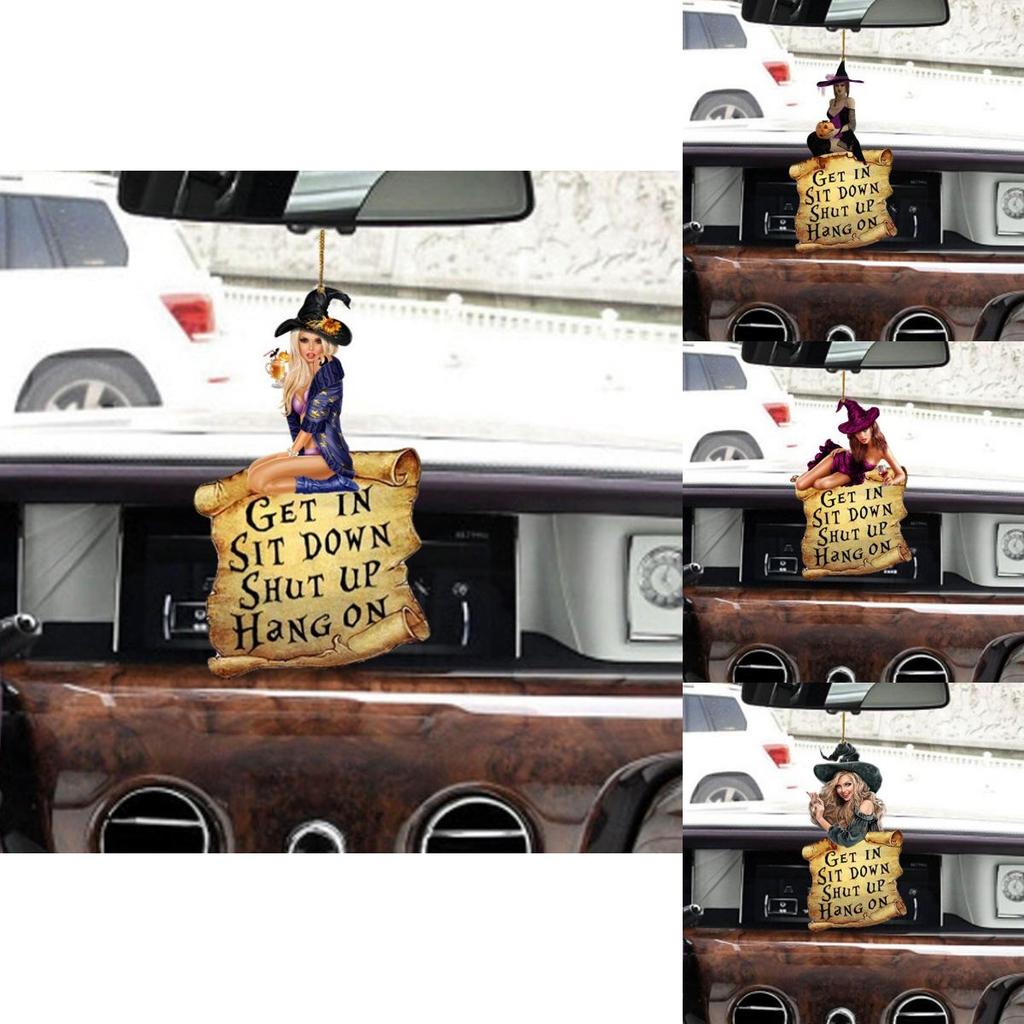 Charming Cartoon Witch Acrylic Pendant For Car Interior Keychain And Bag Decoration