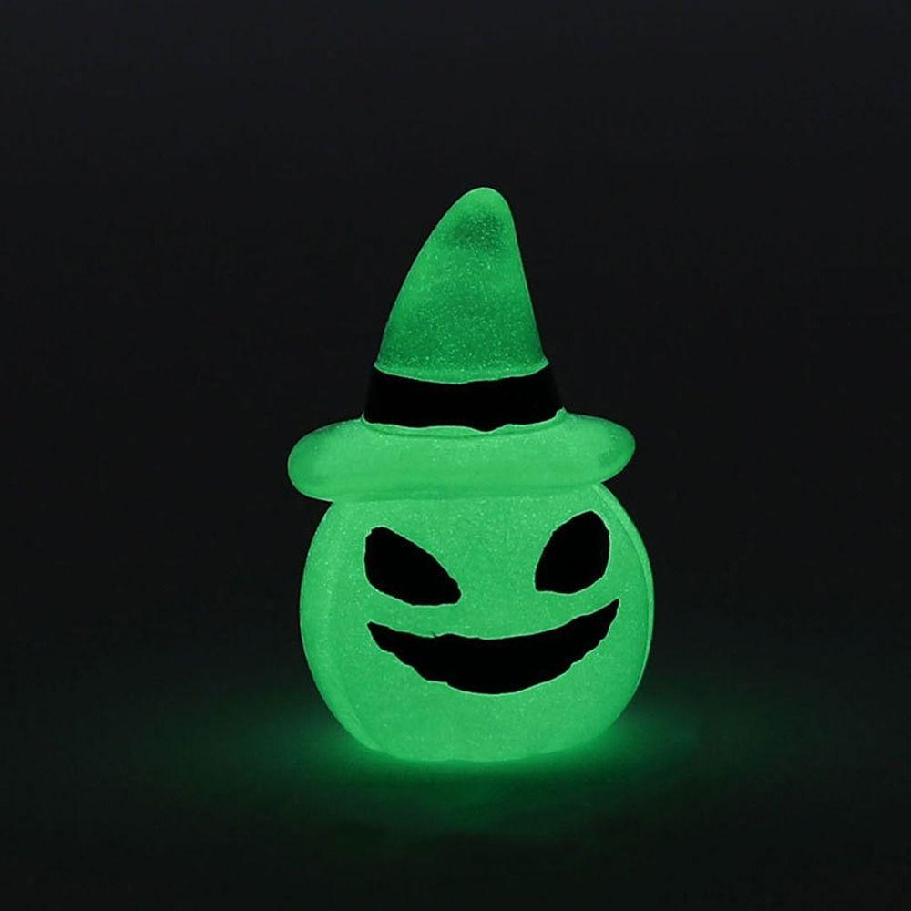 8pcs Glowing In Dark Mini Ghost Ornaments Halloween Pumpkin Ghost Decor Micro Landscape Decorations