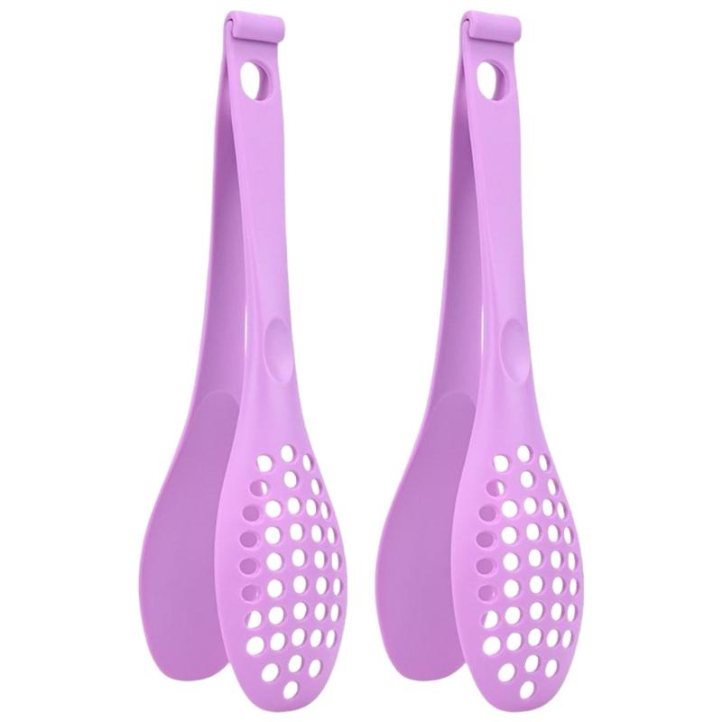 

2Pcs Multifunctional Toaster Tongs Detachable Food Clip Spatula Tongs Outdoor Barbecue Clip Kitchen Utensils Easy Use фіолетовий
