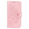 Phone Wallet Case With Card Slot Stand PU Leather Flower Embossed Protective Flip Cover for IPhone