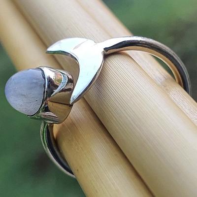 Moonstone Crescent Ring, Solid 925 Sterling Silver Party Ring, Boho Ring, Stackable Ring, Mom Gifts, Designer Ring