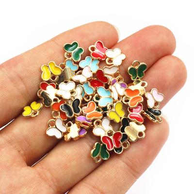 50Pcs 8x8.5mm Small Alloy Butterfly Charms Pendants Multi Colors For DIY Bracelet Necklaces Jewelry Making Accessories