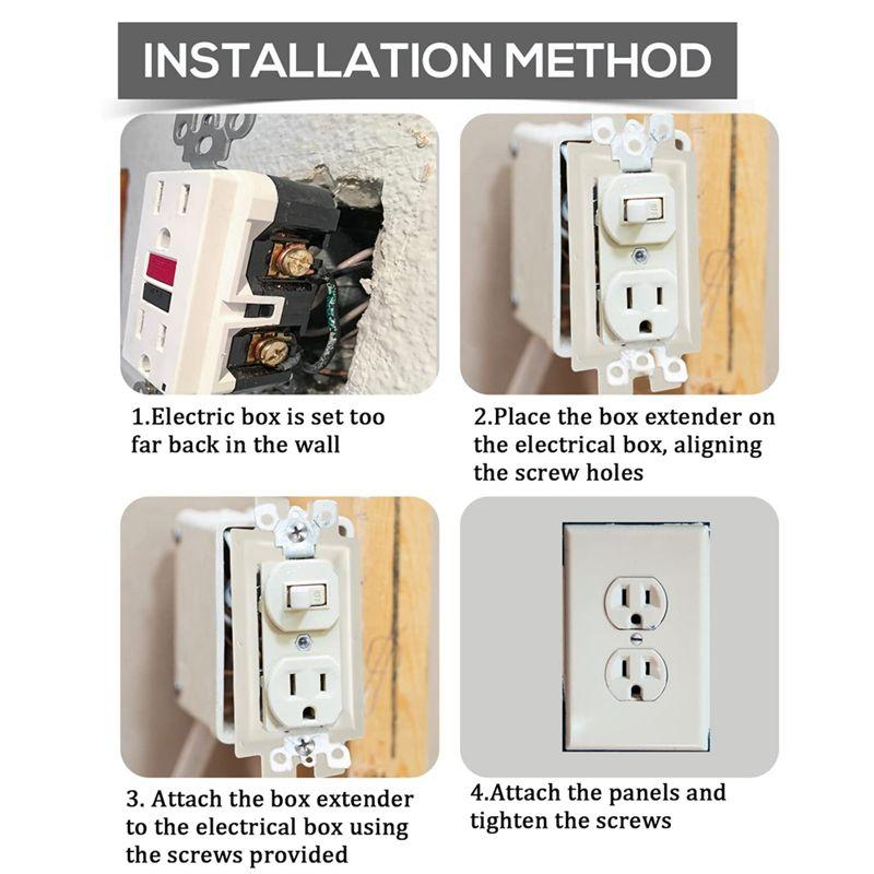 Aug. 5PCS BE1-2 Electrical Outlet Box Extenders With 10PCS Screws, 1-Gang Box Extender Outlet Box Extender Electrical Box Extend