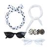 1950s Costume Accessories Set for Womens Chiffon Scarf Bandana Tie Headband Cats Eye Glasses Halloween 50s Costumes