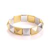 Gold & Silver Interspersed Rhombus Bangle: Luxury Wide Band Hand Jewelry with Exaggerated Fashion and Unique Personality