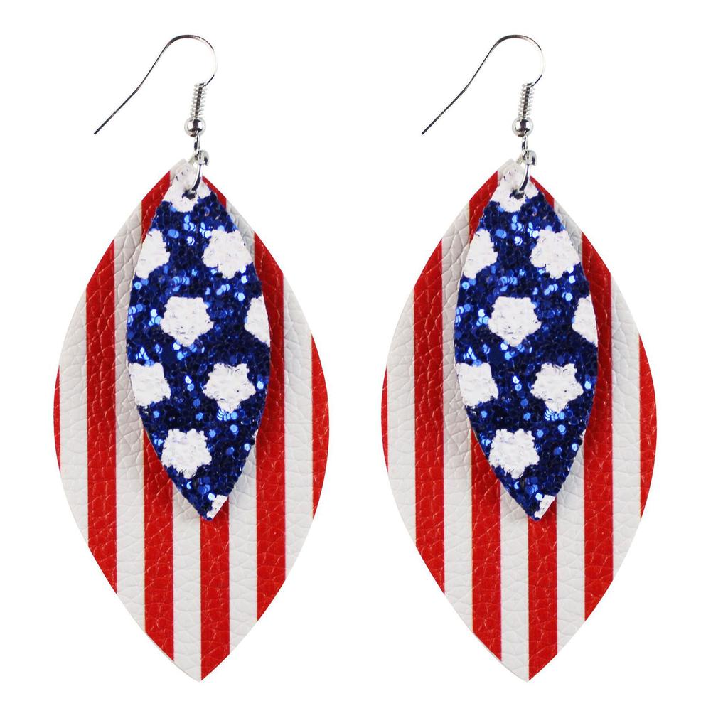 American Flag Star Stripe Elements Independence Day Leather Earrings Election Theme Diy