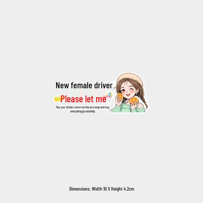 New Female Driver Reflective Warning Sticker – Please Let Me Pass, All the Best