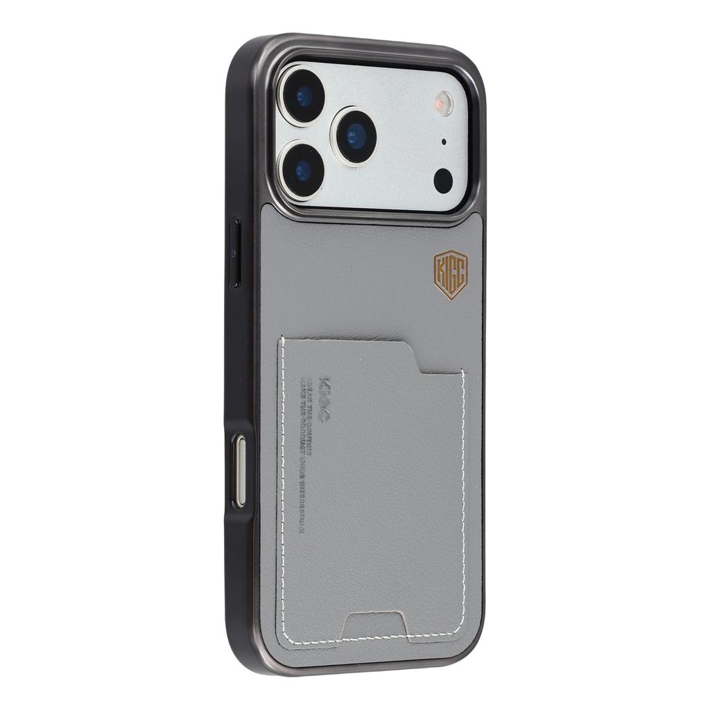 KIGC For iPhone 17 Pro Max Case Leather + PC + TPU Electroplating Phone Cover with Card Holder