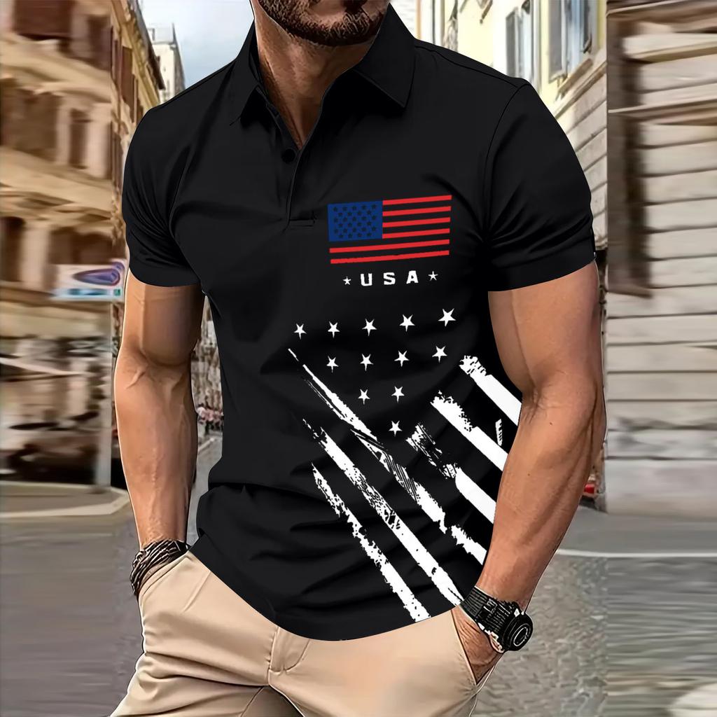 Men's  Golf Shirt Casual Sports V Neck Ribbed  Collar Short Sleeve Fashion Casual Solid Color Plain Spring & Summer Regular Fit