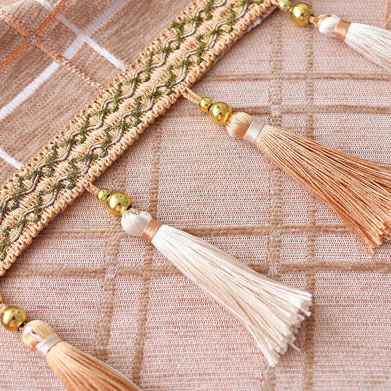 Cotton Geometric Plaid Jacquard Fabric Tablecloth Linen Rectangular Home Decoration Table Cover with Tassel for Banquet Party Nappe