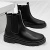 Fashion Slip On Men's Chelsea Boots Winter Leather Boots Outdoor High Top Men's Ankle Boots Plush Warm Cotton Boots Casual Shoes