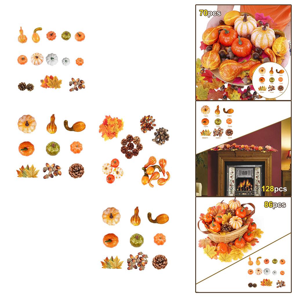 Decorazione Autunnale Raccolta, Zucca Mini Assortita, Pigne e Ghiande per Feste Festive di Halloween, Forniture per Decorazioni